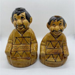 2 VINTAGE MEXICAN TEQUILA CERAMIC DECANTER MEN